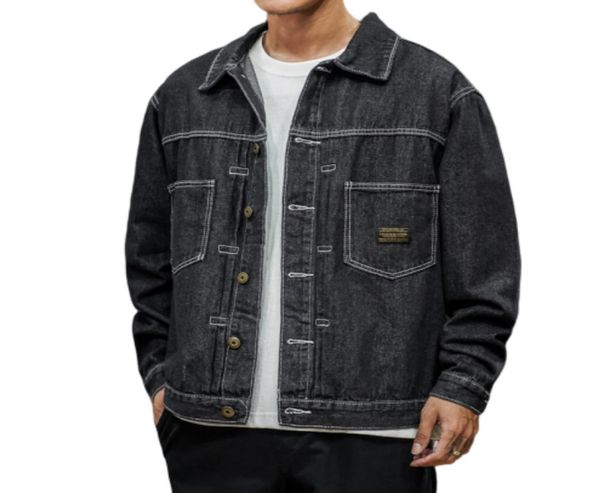 Giacca jeans uomo stile giapponese Giacche di jeans nere Hip Pop Streetwear Cappotto uomo cool Giacca bomber M5XL di grandi dimensioni per ragazzi maschi 20122674901