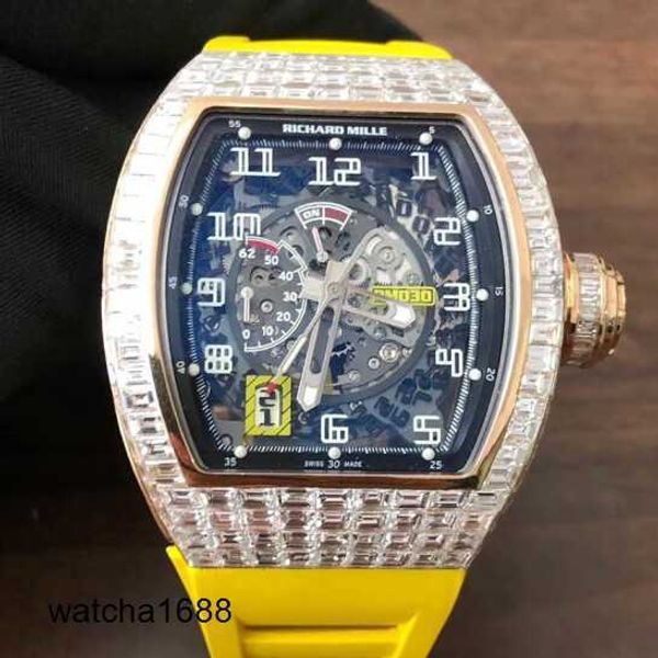 Montre Orologi da polso Movimento Orologio da polso RM Watch Series Machinery RM030 Limited 42 * 50mm RM030 in oro rosa con quadrato T pieno di diamanti