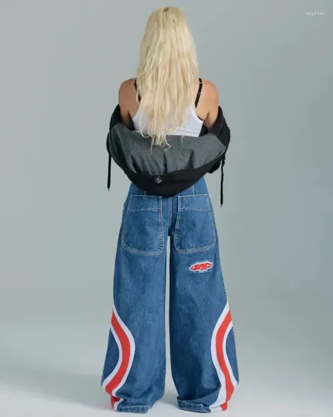 Женские джинсы JNCO Baggy, женские винтажные американские винтажные брюки с высокой талией в стиле Харадзюку, уличная одежда, трендовые модели, широкие брюки в стиле хип-хоп