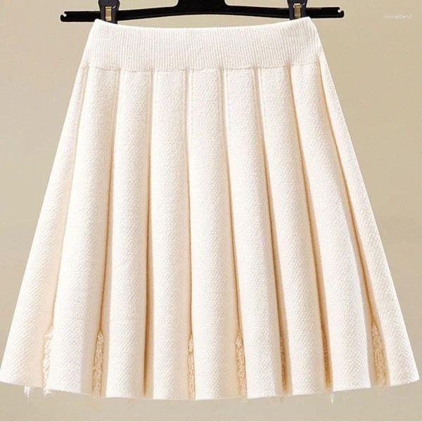 Юбки Короткая юбка женская осень и зима 2024 Половина высокой талии трапециевидный вязаный эластичный зонтик женский