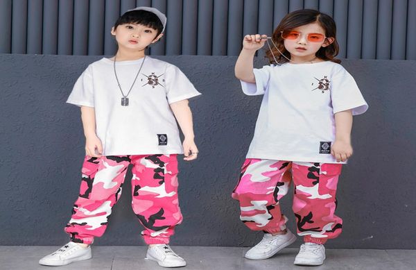 Rosa Camouflage Ballsaal Hip Hop Tanz Kleidung Kinder Jazz Hiphop Street Dance Kostüm T-shirt Hosen Anzug für Kinder Jungen Mädchen9239262