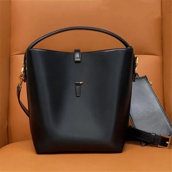 Novo designer de couro brilhante balde bolsa de ombro bolsa feminina crossbody bolsa 2-em-1 mini carteira de luxo de alta qualidade