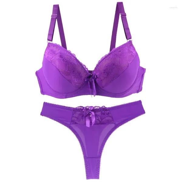 Conjuntos de sutiãs 2024 Sexy Bra Lingerie 34/75 36/80 38/85 40/90 42/95 44/100 46/105 BCDE Roxo Preto Bege Branco Azul Vermelho Roupa Interior