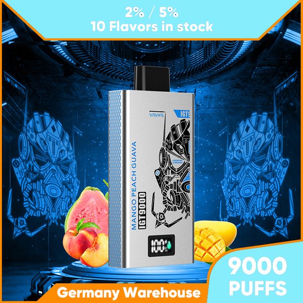 Originale Vaper Pen 9000 Puffs E Sigaretta usa e getta Vape 2% 5% Nic Mesh Coil Pod Dispositivo UE Potenza popolare e display Eliquid 9k Puffs Eliquid Barra preriempita