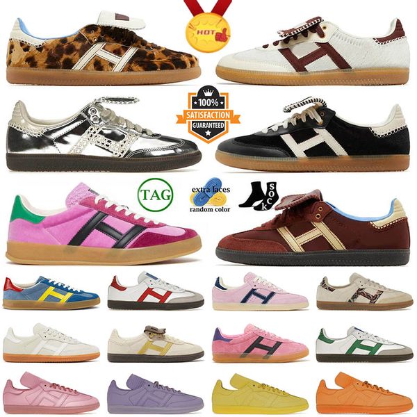 adidas samba wales bonner leopard adidass gazelle sambas gazelle shoes Kadınlar Tasarımcı Sneakers Shoes Valentine Pony Loafers Zengin Siyah【code ：L】Pembe Gum Trainers Size 36-45