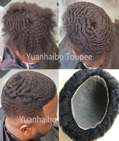 6 mm Afro-Haar-Vollspitzen-Toupet für Basketbass-Spieler und Basketball-Fans, europäisches Echthaar, Afro-Kinky-Curl-Männerperücke 6129336