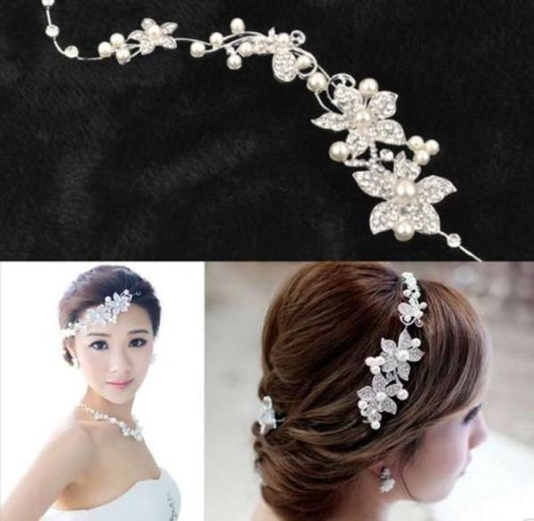 Moda casamento nupcial headpiece acessórios de cabelo com pérolas coroas de noiva e tiaras cabeça jóias strass nupcial tiara headban1998089