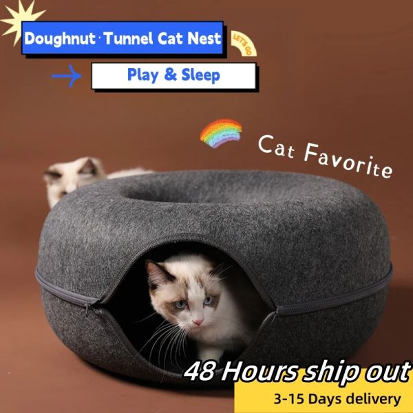 Case Donut Cat Bed Tunnel Cat Game Game Interactive Toy Cat Bed Dualuse INTERNO GIOTINE Sport Equipaggiamento Sports Cat Training Toy Cat House