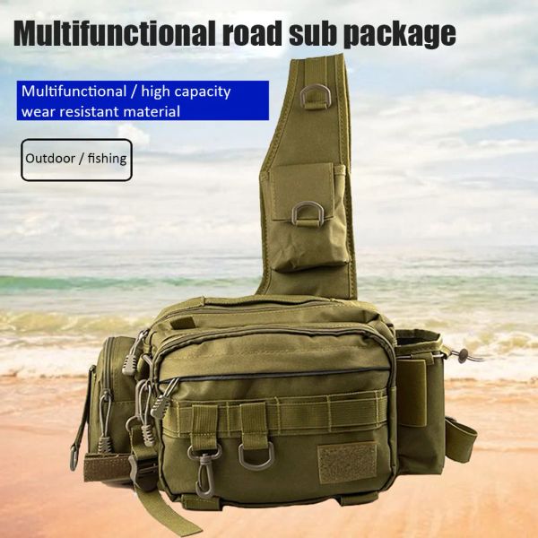 Accessoires Multifunktionales Angel Tackle Bags Eins Schulter -Cross -Body -Tasche Taille Pack Fish Köder Ausrüstung Utility Lagerheilbeutel