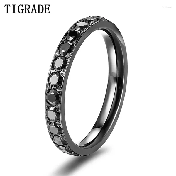 Обручальные кольца из титана 3 мм для женщин, черное кольцо с кубическим цирконием, юбилейное обручальное кольцо, ювелирные изделия для вечеринок, женские Bagues