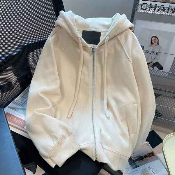 Damen-Kapuzenpullover, schwerer amerikanischer einfarbiger Kapuzenpullover für Frauen, Instagram, Frühling und Herbst, lockere, lässige, faule Mädchenjacke im College-Stil