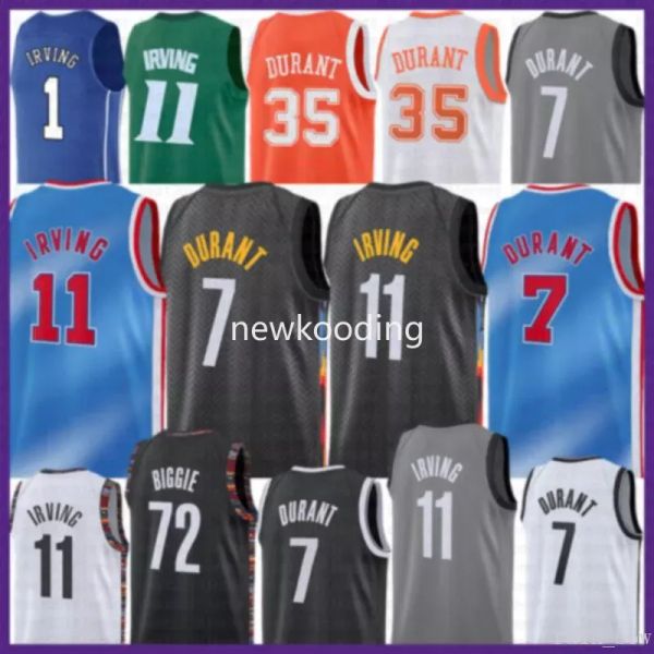 Barato de alta qualidade Nova camisa de basquete Kevin 7 Durant Kyrie Mens 11 Irving Mesh 72 Biggie Retro Cheap Orange