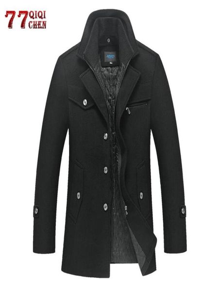 Men039s misturas de lã casaco de inverno dos homens grosso quente casaco de lã casaco masculino palto jaket casual fino trench coats peacoat 5510436
