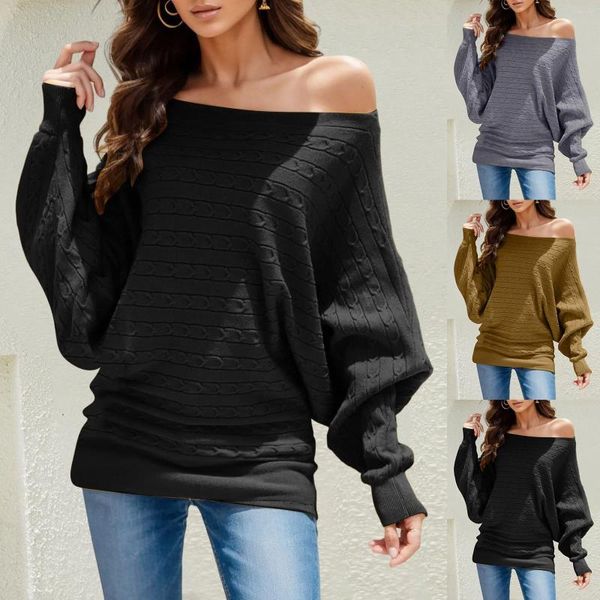 Frauen Pullover Ein Wort Kragen Lose Fledermaus Shirt Pullover Pullover Top Sueter Punto Mujer