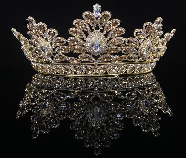 Neue Luxuskristalle Brautkronen Tiaras Stirnband Hochzeitsschmuck Geburtstagsfeier Prinzessin Krone Haardekorationen Juwel Bräute Schmuck9753125