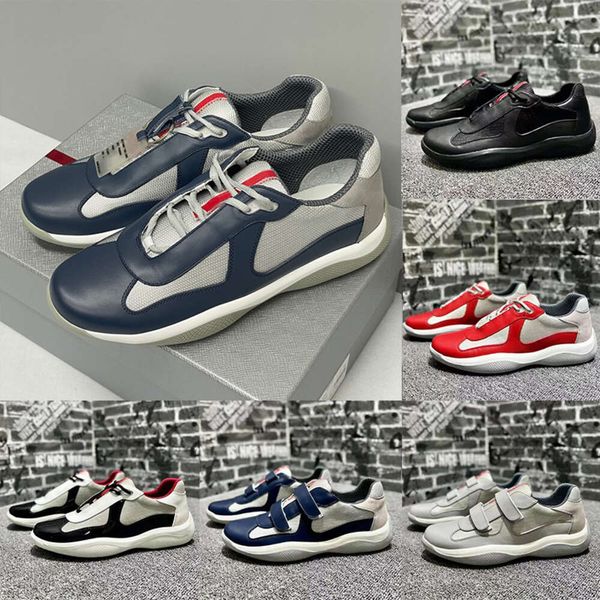 Uomo Americas Cup Xl Scarpe da ginnastica in pelle Scarpe firmate Scarpe da ginnastica piatte in pelle verniciata Scarpe casual stringate in rete nera Scarpe sportive da corsa per esterni EU36-47 Con scatola 527