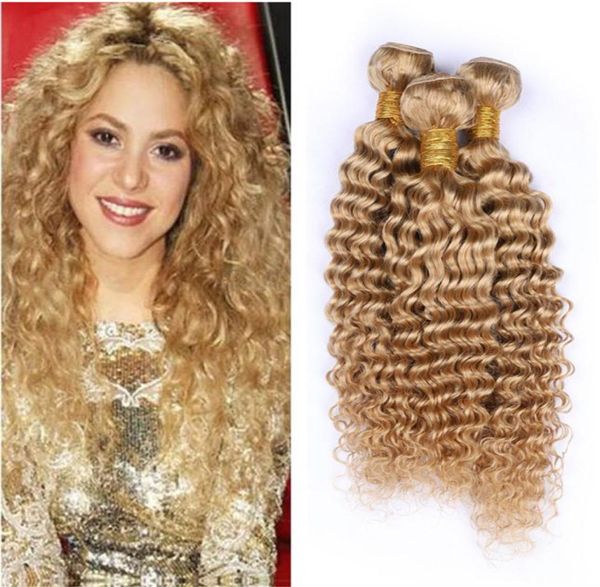 8A Mel Cabelo Humano Trama Pacotes Morango Loira Não Transformados Cabelo Brasileiro Onda Profunda 3 Pacotes Cor Do Cabelo 27 Brasileiro Virgem B6974265