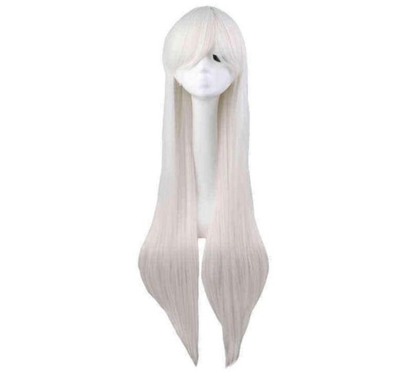 Parrucche sintetiche per capelli Cosplay Qqxcaiw Parrucca cosplay lunga diritta Nero Viola Rosso Rosa Blu Marrone scuro Parrucche per capelli sintetiche da 100 cm 2206158333