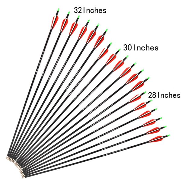 Equipamento de seta de carbono misto, 28/30/32 polegadas, coluna 500 com cabeça de substituição para arco composto/arco recurvo, tiro com arco