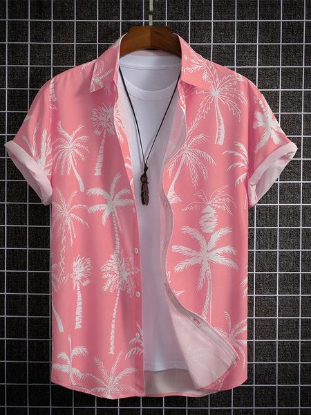 Camicie hawaiane da uomo per uomo manica corta camicia stampata 3D camicetta da spiaggia arancione modello cravatta retrò Aloha Summer Tops 240219