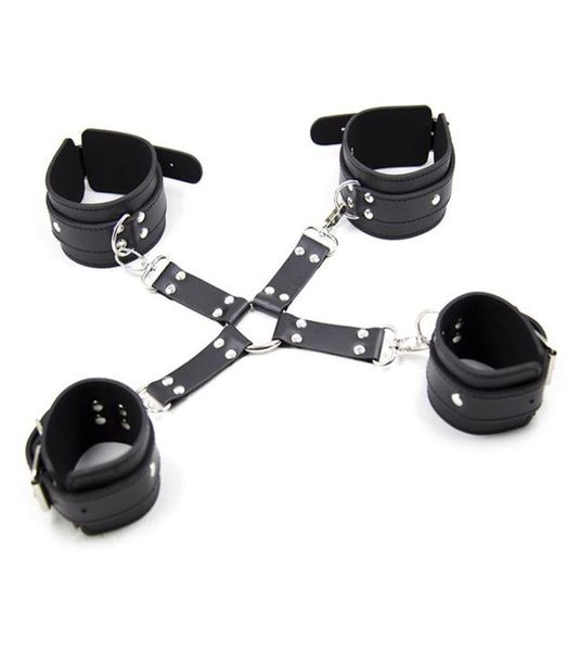 Morease Hand-Bein-Gürtel Fetisch-Bondage-Kreuz-Stil-Knöchel-Leder-Sexspielzeugprodukt BDSM SM-Sklave für Paare S197068209417