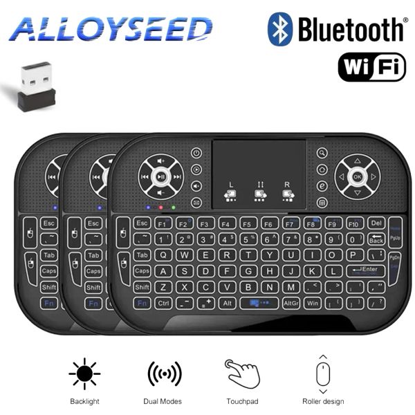 Teclados Backlight Mini 2.4g Teclado Bluetooth Air Mouse Controle remoto sem fio com receptor USB para Android Smart TV Box PC