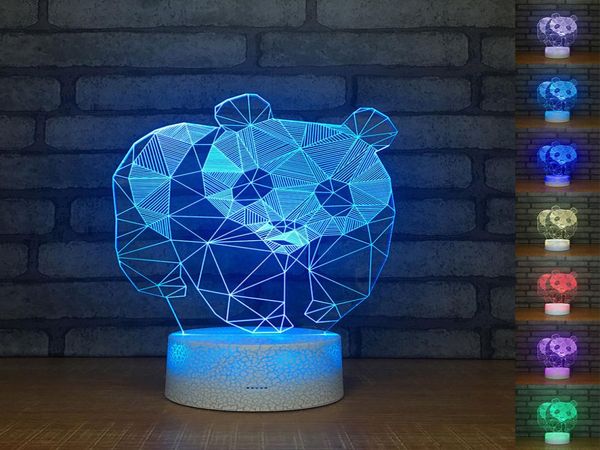 Lampada da tavolo a forma di panda 3D Luce notturna a LED 7 colori che cambiano camera da letto Illuminazione per il sonno Regali per la casa8967553