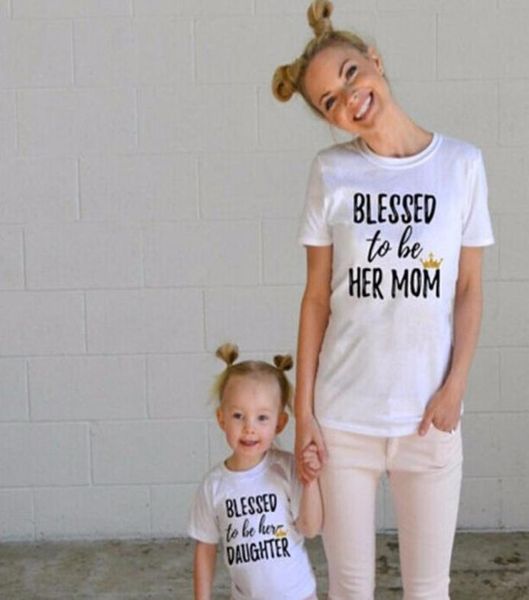 Passendes Outfit für Mutter und Tochter, passende Familienkleidung, Outfits für Mama und mich, kurzärmelige T-Shirts mit Buchstabendruck, Sommer, Famil1488583