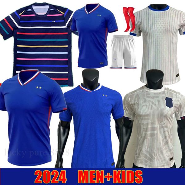 24 25 Jerseys de futebol Conjuntos franceses 2024 GIROUD MBAPPE GRIEZMANN FRENCE Versão retrô KANTE Maillot de foot equipe Maillots kit infantil masculino camisa de futebol