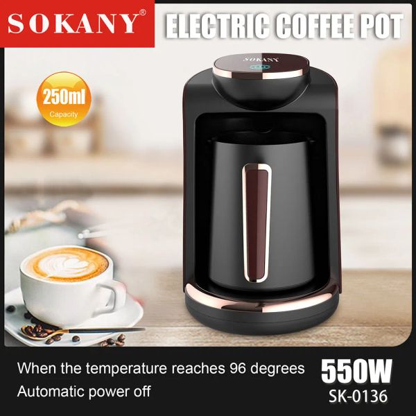 Strumenti Caffettiera elettrica Caffettiera in acciaio inossidabile Caffettiera elettrica 550W Può produrre 4 tazze di macchina per caffè turco automatica per uso domestico