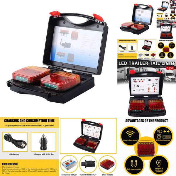 Yeni Yeni Kablosuz LED Manyetik Kuyruk Işıkları Şarj Edilebilir EMC Onaylı Kablo içermeyen 12v kamyon arka lamba römork kamyonu CA B7X0