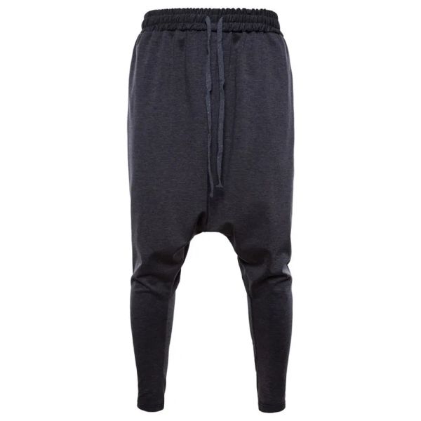 Pantaloni da uomo Hippie Harem Pantaloni da uomo Streetwear Nero Grigio Pantaloni sportivi larghi Primavera Autunno Punk Pantaloni con cavallo basso X9189