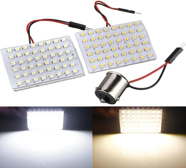 10X 48 SMD 1210 LED-Lampen Panel Kaltweiß Warmweiß Autokuppel-Kartenlicht mit 1156 BA15S-Adapter DC12V3714074