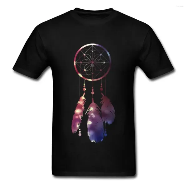 Erkekler Takım A1800 Dream Catcher'da Parlatıcı Şanslı Doğum Günü Özel Hediye T-Shirt Kısa Kollu Siyah Üstler Pamuk Tişört