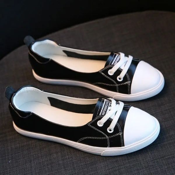 Sapatos 2022 Novo design simples, senhoras, sapatos planos, mulheres redondas redondas de pé vintage tênis femininos de barcos casuais retro tênis de lazer