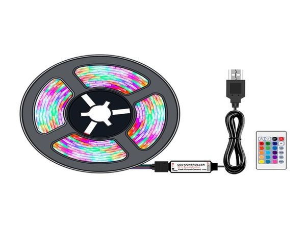 5v usb rgb led controle remoto lâmpada de luz tira 2835smd fita flexível 0.5m 1m 2m 3m 4m 5m tv desktop sn lighting1859509