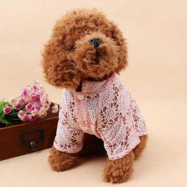 Vestuário para cães Snap-on Pet Outfits Leve Verão Lace Hollow Roupas Macias Roupas Respiráveis ​​para a Primavera