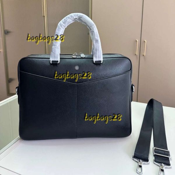 Aktentaschen Berühmte Designer-Laptoptasche Herren, reines Leder, schwarze Kreuzstreifen-Aktentasche, Messenger-Laptop, Business-Bürotasche, Umhängetasche, Reisehandtasche 2024