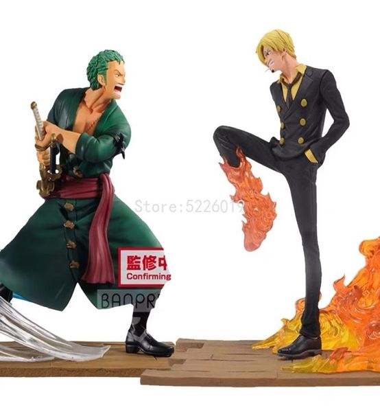 Figura de anime de uma peça Sanji Roronoa Zoro Figura de ação ONE PIECE SELEÇÃO DE ARQUIVO DE LOG LUTA Vol1 Estatueta Versão de combate Brinquedos X0525145620