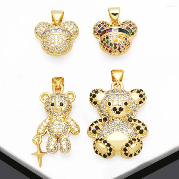 Colares de pingente Ocesrio na moda branco cristal mouse cabeça para colar cobre banhado a ouro grande urso jóias fazendo suprimentos diy pdtb264