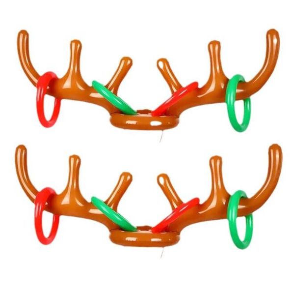 Jogo de natal inflável engraçado rena antler chapéu anel lance brinquedos natal ano novo crianças presente inflado festa água jogos de praia brinquedos