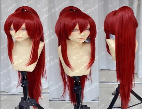 High Quality Anime Fairy Tail Erza Scarlet 100cm Long Ponytail Cosplay Wig E0647923053