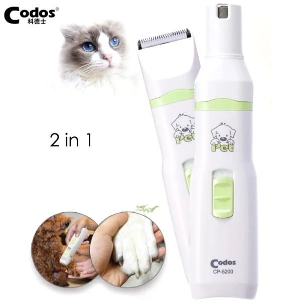 Clippers Codos cp5200 2 em 1 pet cão gato aparador de cabelo gracedor de unhas de unhas de unhas cortador de unhas de cortador de unhas Máquina de corte de cabelo