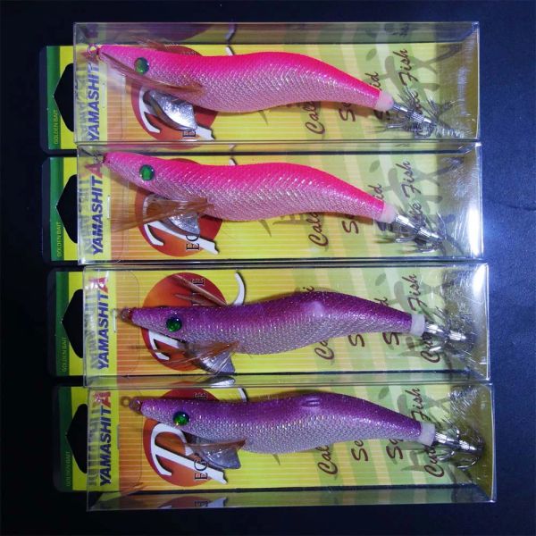 Köder 4X 3,5 YAMASHITA SQUID JIGS Glow in Dark Rattle Squid JIgs Squid Egi Shrimp Jig