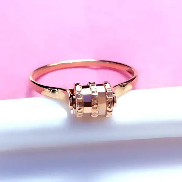 Anéis de cluster 585 roxo banhado a ouro 14k rosa geométrica cilíndrica para mulheres ajustável moda luz luxo charme festa jóias