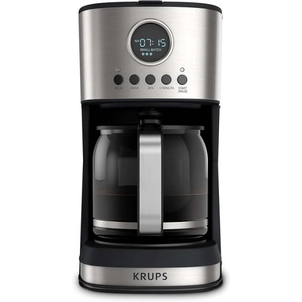 Инструменты Капельная кофеварка Krups Essential Brew из нержавеющей стали, 12 чашек, 99 Вт, цифровое управление, фильтр для кофе, без капель