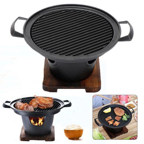 Criativo estilo japonês uma pessoa cozinhar forno casa quadro de madeira fogão a álcool presente mini churrasco forno grill coreano churrasco 240228