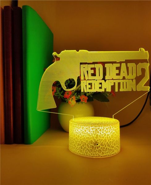 3D Schreibtischlampe RGB Gun Nachtlicht LED Red Dead Redemption Nachtlicht APP Steuerung Club Gaming Zimmer Dekoration Teenager Fans Geschenk7701828