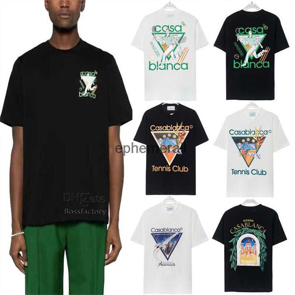 Homens camisetas Casa Blanca Casablanc Camisa Casablanca Camisa Mulheres Camisa Novo Estilo Roupas Designer Homens Mangas Curtas de Algodão Tamanho M L XL 240222