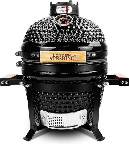 London Sunshine Ceramic BBQ Charcoal Kamado Grill 13 pollici portatile da tavolo nero 240223